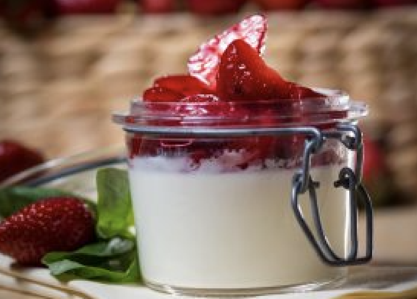 White chocolate mousse with strawberries