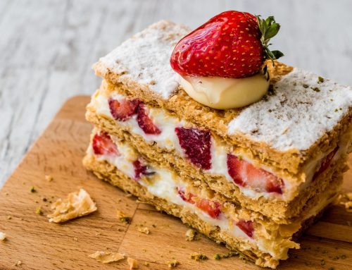 Mille feuille with strawberries and crème patisserie